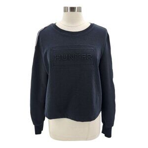 Hunter X Target Womens Large Sweatshirt Spell Out Scuba Crop Black Long Sleeve